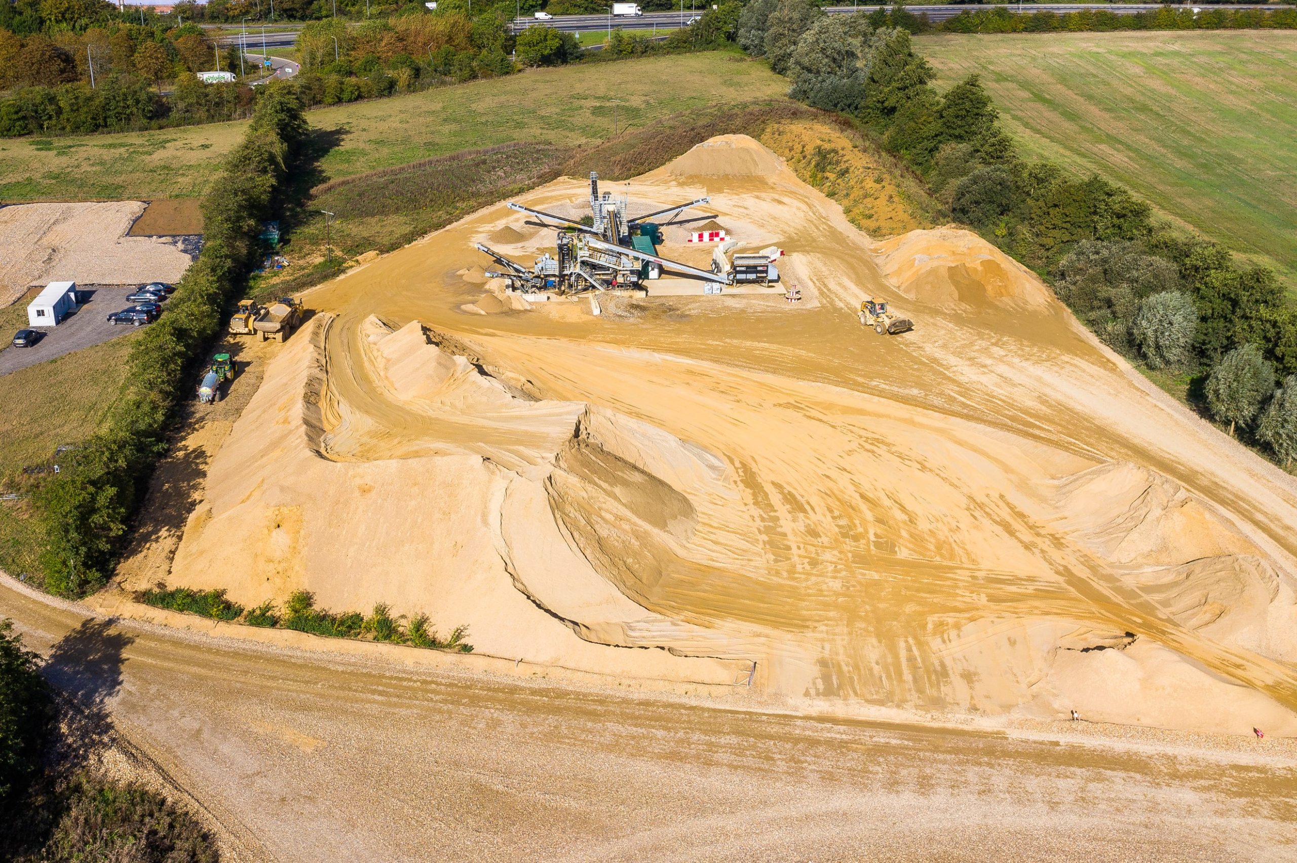 Brice Aggregates yard with mixer truck and silos