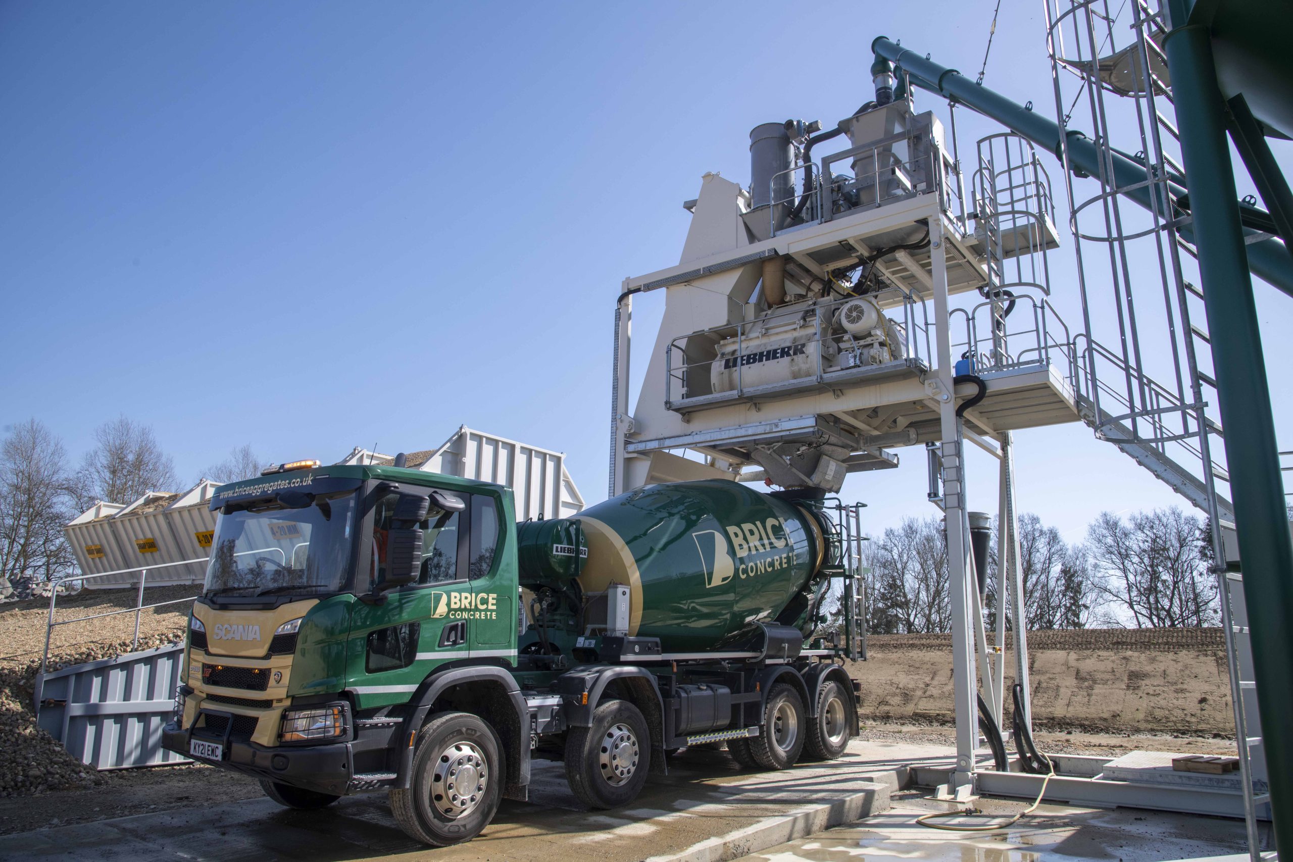 Brice ready-mix concrete batching plant and mixer trucks