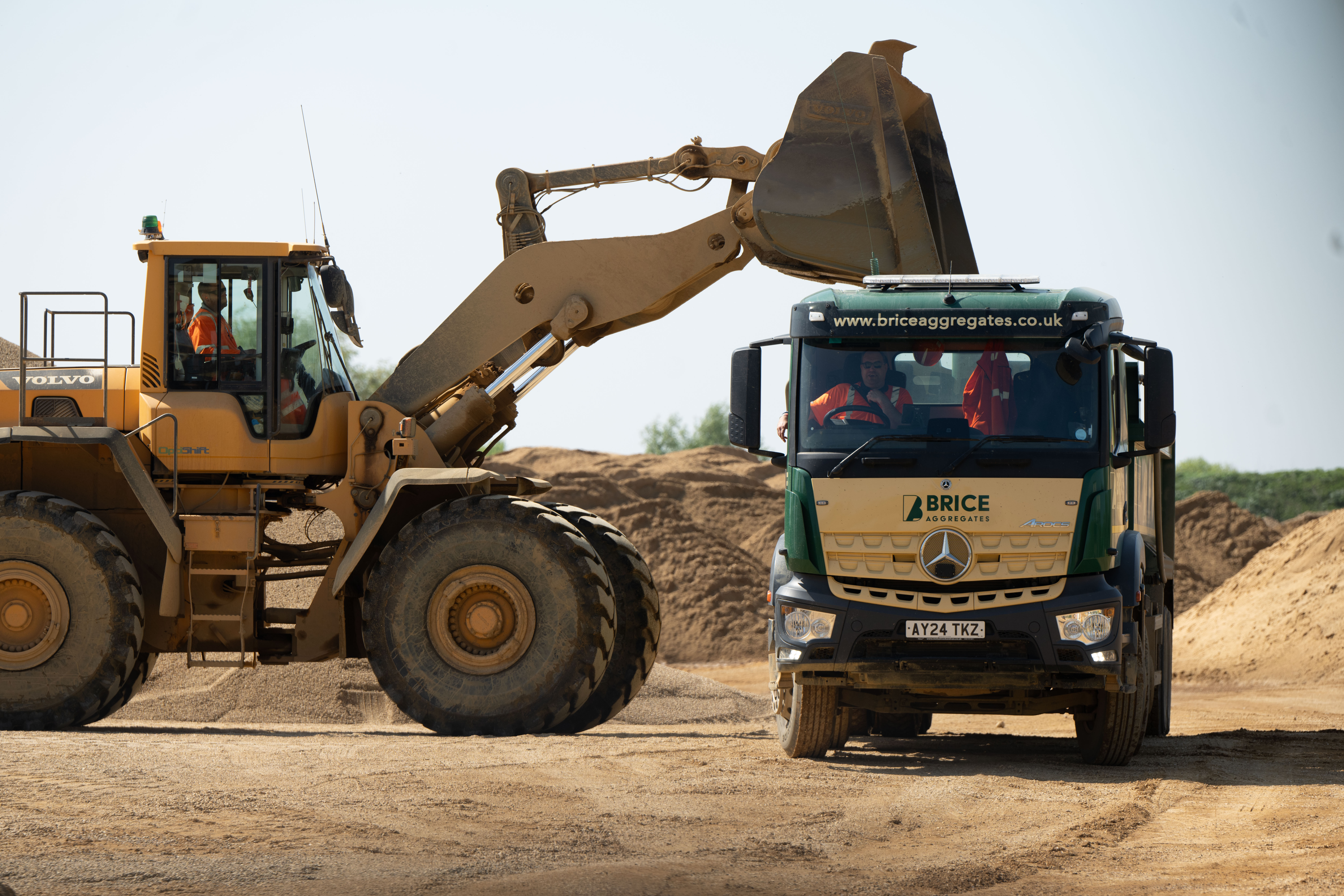 Brice Aggregates yard with mixer truck and silos