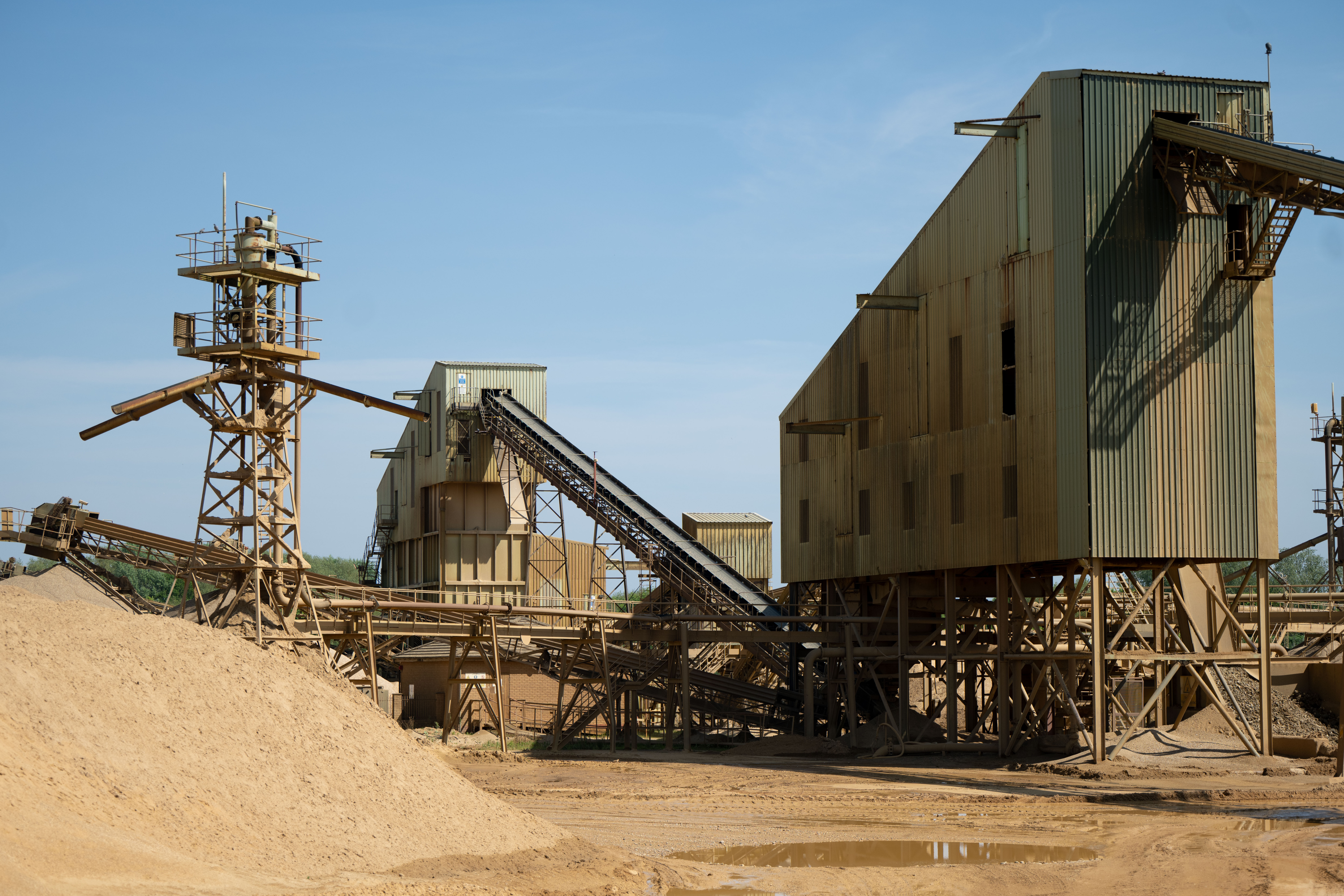 Brice Aggregates yard with mixer truck and silos
